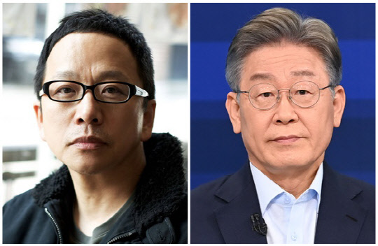 '고래가 그랬어' 발행인 진보논객 김규항씨(왼쪽)와 이재명 전 경기도지사. 김규항 페이스북, 연합뉴스